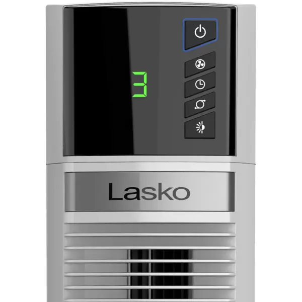 Lasko Works with Alexa Oscillating Tower Fan, Voice Controlled, 4 Quiet Speeds, Sleep Mode, Timer, Bedroom, Living Room, 48", White, T48401
