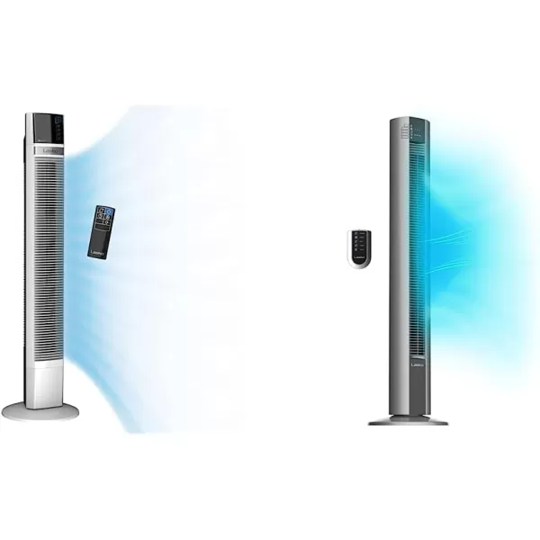 Lasko Works with Alexa Oscillating Tower Fan, Voice Controlled, 4 Quiet Speeds, Sleep Mode, Timer, Bedroom, Living Room, 48", White, T48401