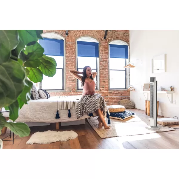 Lasko Works with Alexa Oscillating Tower Fan, Voice Controlled, 4 Quiet Speeds, Sleep Mode, Timer, Bedroom, Living Room, 48", White, T48401