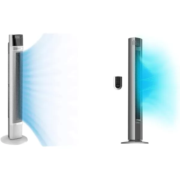 Lasko Works with Alexa Oscillating Tower Fan, Voice Controlled, 4 Quiet Speeds, Sleep Mode, Timer, Bedroom, Living Room, 48", White, T48401