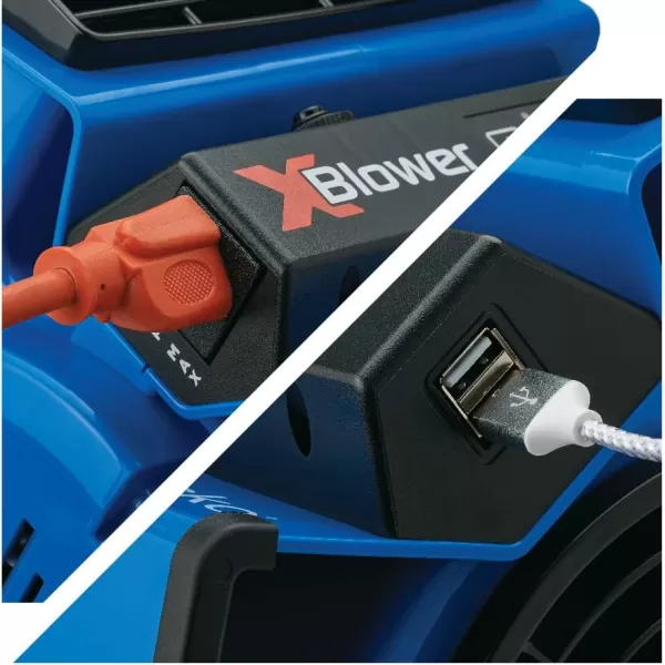 Lasko X-Blower 6 Position High Velocity Pivoting Utility Blower Fan for Cooling, Ventilating, Exhausting and Drying, 3 Speeds, AC Outlet, Circuit Breaker with Reset, USB Port, 11x9x12, Blue, X12905