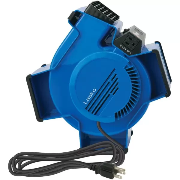 Lasko X-Blower 6 Position High Velocity Pivoting Utility Blower Fan for Cooling, Ventilating, Exhausting and Drying, 3 Speeds, AC Outlet, Circuit Breaker with Reset, USB Port, 11x9x12, Blue, X12905