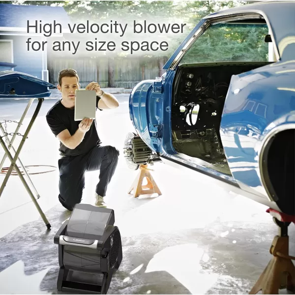 Lasko X-Blower 6 Position High Velocity Pivoting Utility Blower Fan for Cooling, Ventilating, Exhausting and Drying, 3 Speeds, AC Outlet, Circuit Breaker with Reset, USB Port, 11x9x12, Blue, X12905
