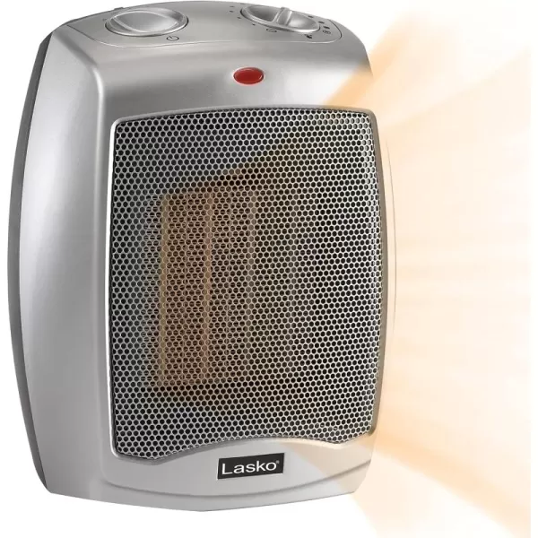 Lasko 754201 Small Portable 1500W Electric Ceramic Space Heater with Tip-Over Safety Switch, Overheat Protection, Thermostat and Extra Long 8-ft Cord for Indoor Ho, 9.2 x 7 x 6 inches, Gray