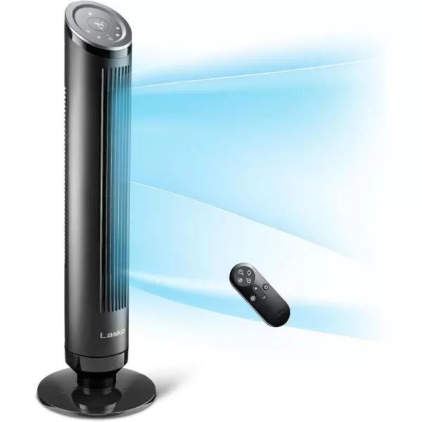 Lasko Ascend 36" Tower Fans for Home, 29 ft/s Airflow, Quiet 29dB on Low, 90° Oscillation, 12 Hour Timer, Air Filter for Hair &amp; Dust, Remote, Black, OST100