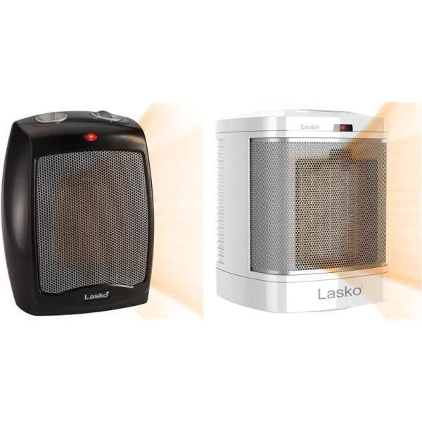 Lasko CD09250 Ceramic Adjustable Thermostat Tabletop or Under-Desk Heater, 9 Inches High, Black