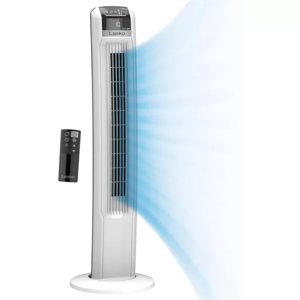 Lasko EcoQuiet Oscillating Tower Fan, Portable, Remote Control, Timer, 12 Quiet Speeds, for Living Room, Bedroom and Office, 42", Black, T42700, Large