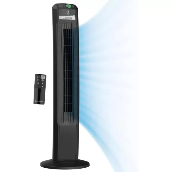 Lasko EcoQuiet Oscillating Tower Fan, Portable, Remote Control, Timer, 12 Quiet Speeds, for Living Room, Bedroom and Office, 42", Black, T42700, Large