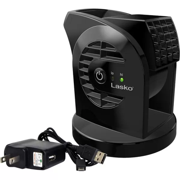 Lasko MyCool D300 Mini USB Desk Fan with 40in. USB Cable and Bonus AC Adapter – Small Quiet Portable Personal 2-Speed Fans for Staying Cool at Home, Work, Office, Dorm, Car, and Travel, White