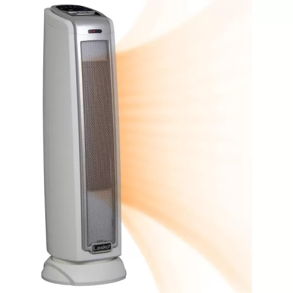 Lasko Oscillating Ceramic Tower Space Heater for Home with Overheat Protection, Timer, 22.5 Inches, Silver, 1500W, 5775, 7.5″L x 7.1″W x 22.75″H