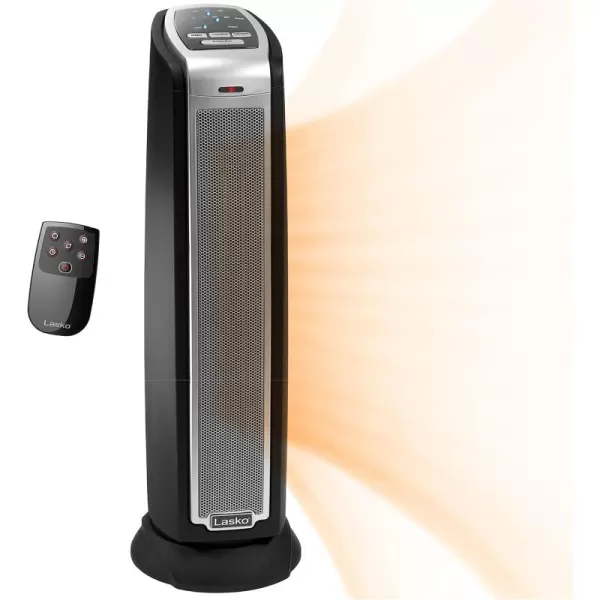 Lasko Oscillating Ceramic Tower Space Heater for Home with Overheat Protection, Timer, 22.5 Inches, Silver, 1500W, 5775, 7.5″L x 7.1″W x 22.75″H