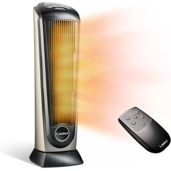 Lasko Oscillating Digital Ceramic Tower Heater for Home with Adjustable Thermostat, Timer and Remote Control, 23 Inches, 1500W, Silver, 755320, 8.5″L x 7.25″W x 23″H, Silver
