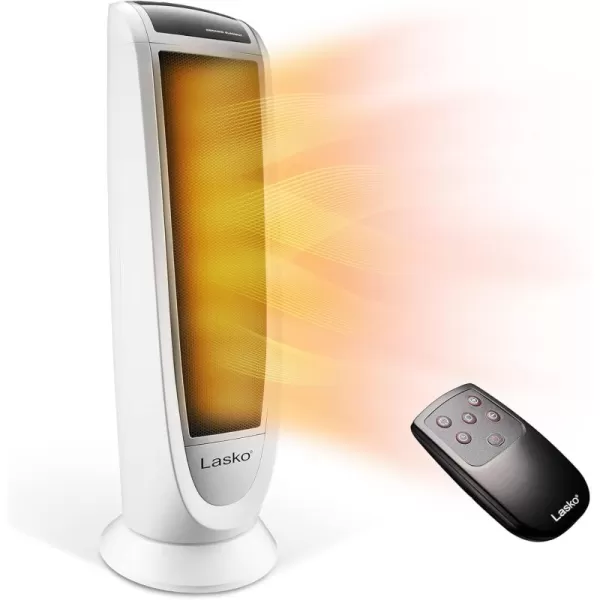 Lasko Oscillating Digital Ceramic Tower Heater for Home with Overheat Protection, Timer and Remote Control, 22.75 Inches, 1500W, White, 5165, Medium