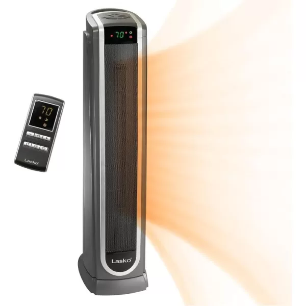 Lasko Oscillating Digital Ceramic Tower Heater for Large Rooms, with Adjustable Thermostat, Timer and Remote Control, 29 Inches, 1500W, Black, 5586