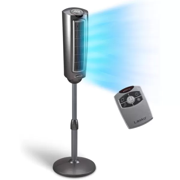 Lasko Oscillating Pedestal Fan, Adjustable Height, 3 Quiet Speeds, Timer, Remote Control for Bedroom, Living Room, Home Office and College Dorm Room, 52", Silver and Gray, 2535