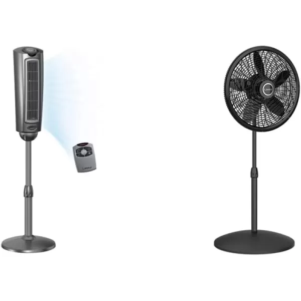 Lasko Oscillating Pedestal Fan, Adjustable Height, 3 Quiet Speeds, Timer, Remote Control for Bedroom, Living Room, Home Office and College Dorm Room, 52", Silver and Gray, 2535