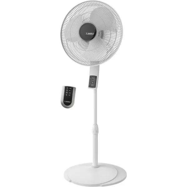 Lasko Oscillating Pedestal Fan, Thermostat, Adjustable Height, Remote Control, Timer, 4 Speeds, for Bedroom, Living Room, Office &amp; Dorm, 16", Black, S16612