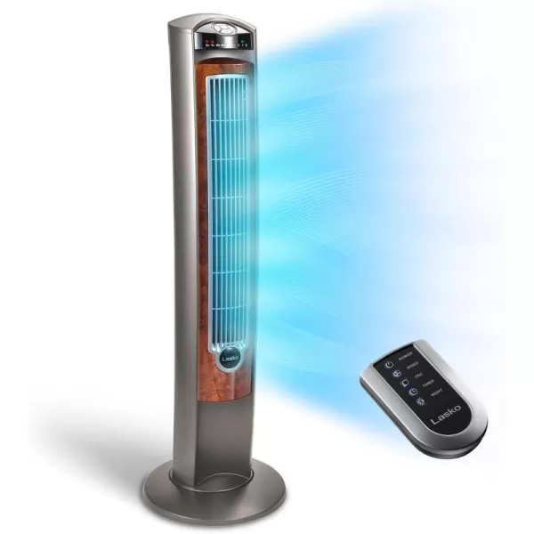 Lasko Oscillating Tower Fan, Quiet Fans with Remote, for Bedroom, Living Room, Office, Tower Fan with Remote, 3-Speed Timer, 42”, Silver T42951