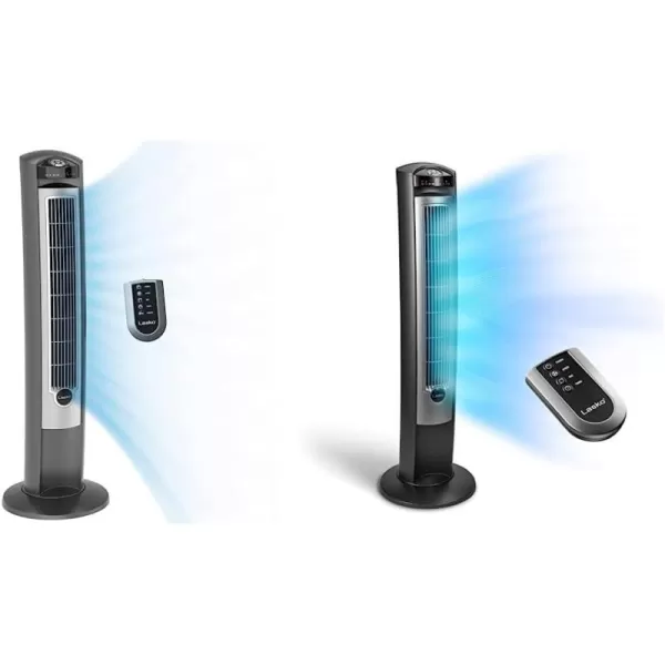 Lasko Oscillating Tower Fan, Remote Control, Ionizer, 3 Speeds, Timer, for Bedroom, Office, Kitchen 42", Black, T42950