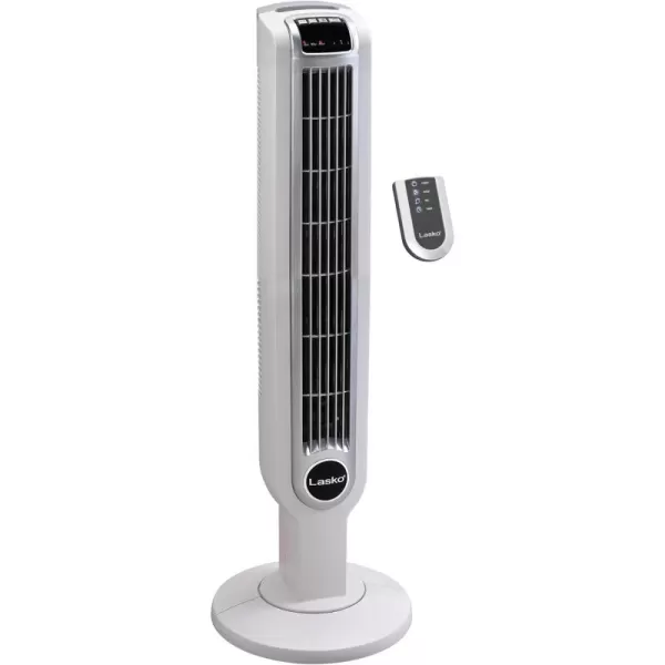 Lasko Portable 36" Oscillating 3-Speed Tower Fan with Remote Control and Timer for Bedroom and Home Office, White, 2510