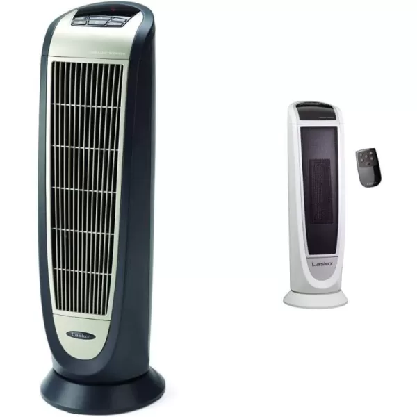 Lasko Portable Electric 1500 Watt Room Oscillating Ceramic Tower Space Heater with Remote, Adjustable Thermostat, Digital Controls, and Timer, Black