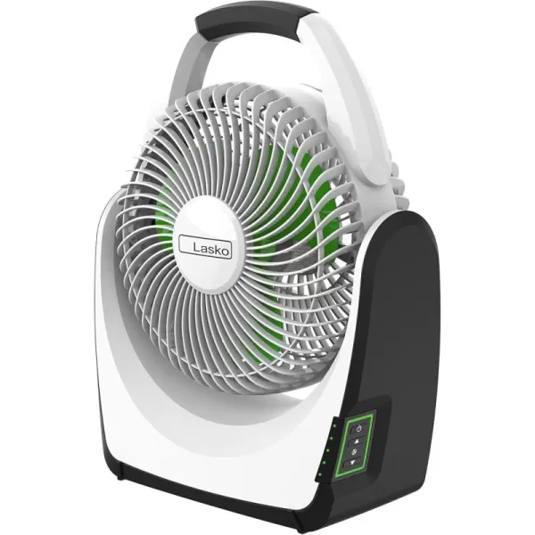 Lasko Portable Fan, 18V Lithium Ion Battery, Bonus Adapter for Electric Plug-in Use, Lasts up to 15 Hours, 5 Quiet Speeds, for Camping, Tailgating, Patio and Outdoor Use, 17", White, RB200