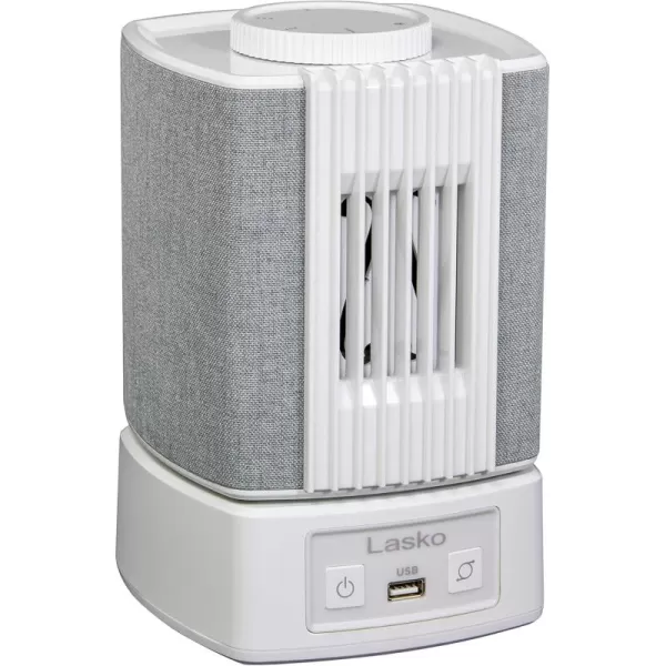 Lasko SB100 SlumberBreeze 2-in-1 Small Table Fan and White Noise Machine for Better Sleep in the Bedroom and Focus in the Home Office, Black