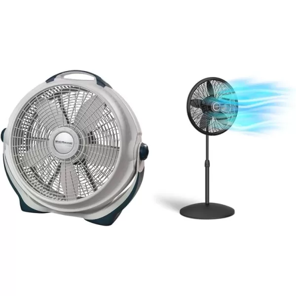 Lasko Wind Machine Air Circulator Floor Fan, 3 Speeds, Pivoting Head for Large Spaces, 20", 3300, White