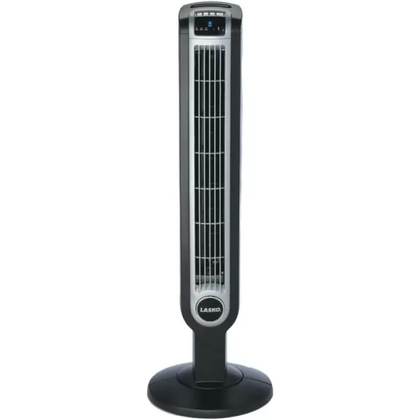 Lasko Wind Tower Oscillating Tower Fan, Remote Control, Timer, 3 Quiet Speeds, for Bedroom, Living Room and Office, 38" Gray, 2519