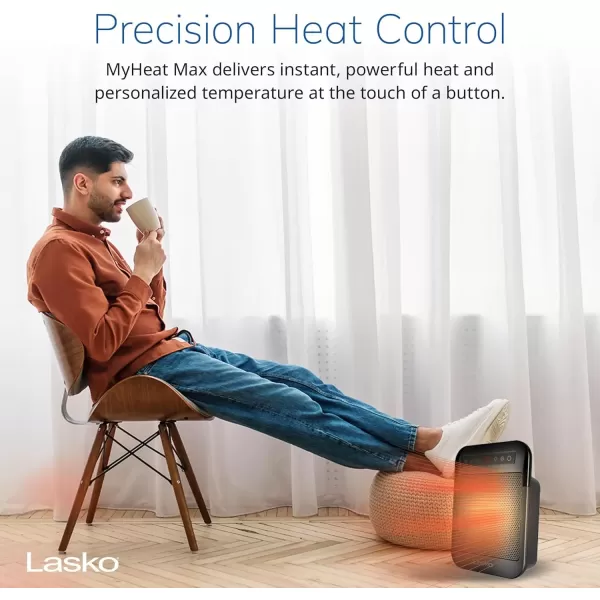 imageLasko MyHeat Max Personal Ceramic Space Heater Tip Over Switch Overheat Protection 2 Heat Settings Adjustable Thermostat Timer for Indoor Use Home Office 9 Inches 1500W Black CD09101