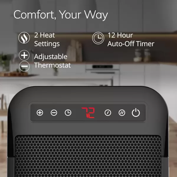 imageLasko MyHeat Max Personal Ceramic Space Heater Tip Over Switch Overheat Protection 2 Heat Settings Adjustable Thermostat Timer for Indoor Use Home Office 9 Inches 1500W Black CD09101