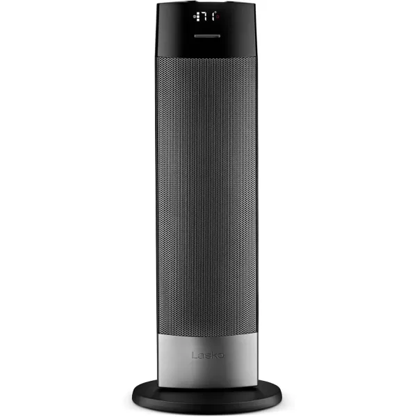 imageLasko Ellipse Ceramic Tower Heater for Home with TipOver Switch Digital Display Thermostat Wide Oscillation Remote Timer For Bedroom Office Living Room Den 24 Inches 1500W Black CT24950
