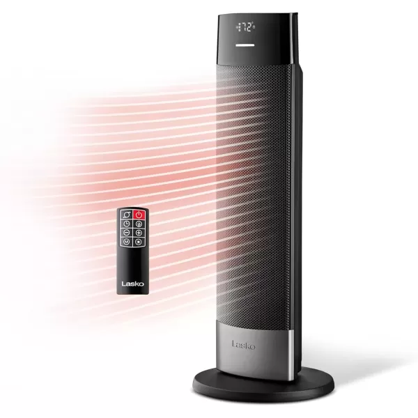 imageLasko Ellipse Ceramic Tower Heater for Home with TipOver Switch Digital Display Thermostat Wide Oscillation Remote Timer For Bedroom Office Living Room Den 24 Inches 1500W Black CT24950