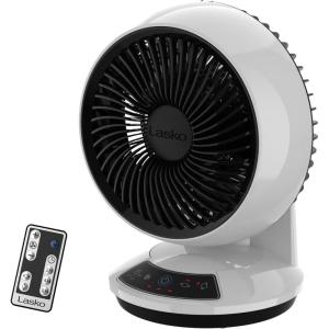 imageLasko Whirlwind Orbital Motion Air Circulator Table Fan 3 Speeds Timer Dark Mode Remote Control for Small and Medium Sized Rooms White A12557