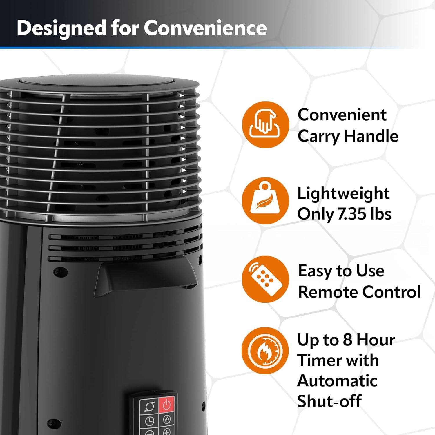 imageLasko 360Degree Oscillating Ceramic Tower Heater for Home with TipOver Safety Adjustable Thermostat Timer Remote and 3 Speeds 24 Inches Black 1500W CT24362