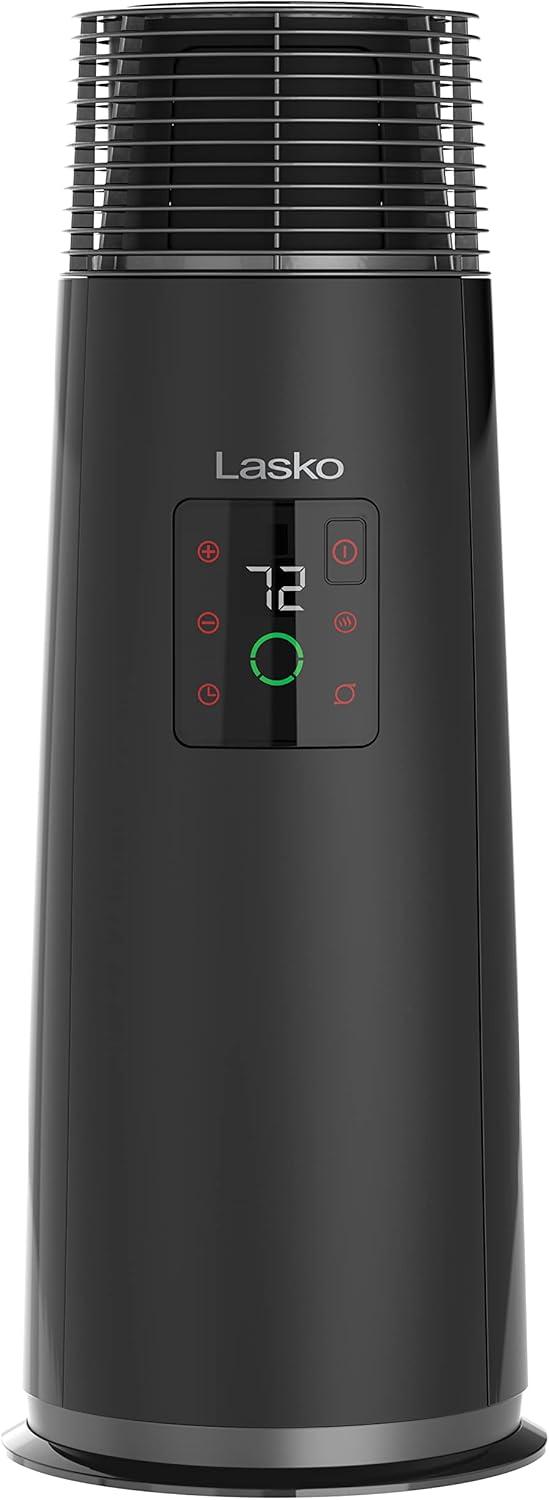 imageLasko 360Degree Oscillating Ceramic Tower Heater for Home with TipOver Safety Adjustable Thermostat Timer Remote and 3 Speeds 24 Inches Black 1500W CT24362