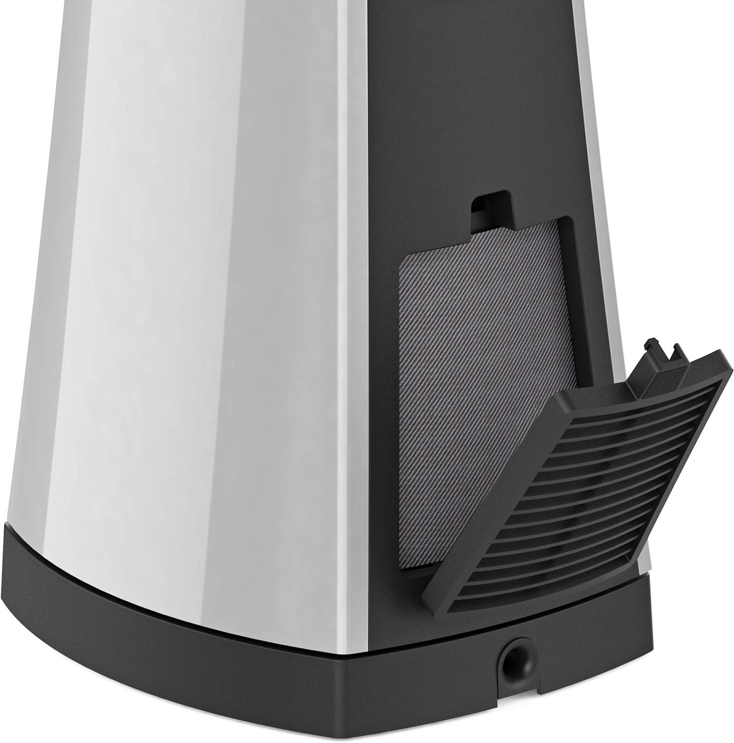 imageLasko Oscillating Bladeless Ceramic Tower Space Heater for Home with Enhanced Safety Adjustable Thermostat Filter Timer and Remote Control 27 Inches Silver 1500W AW300Heater