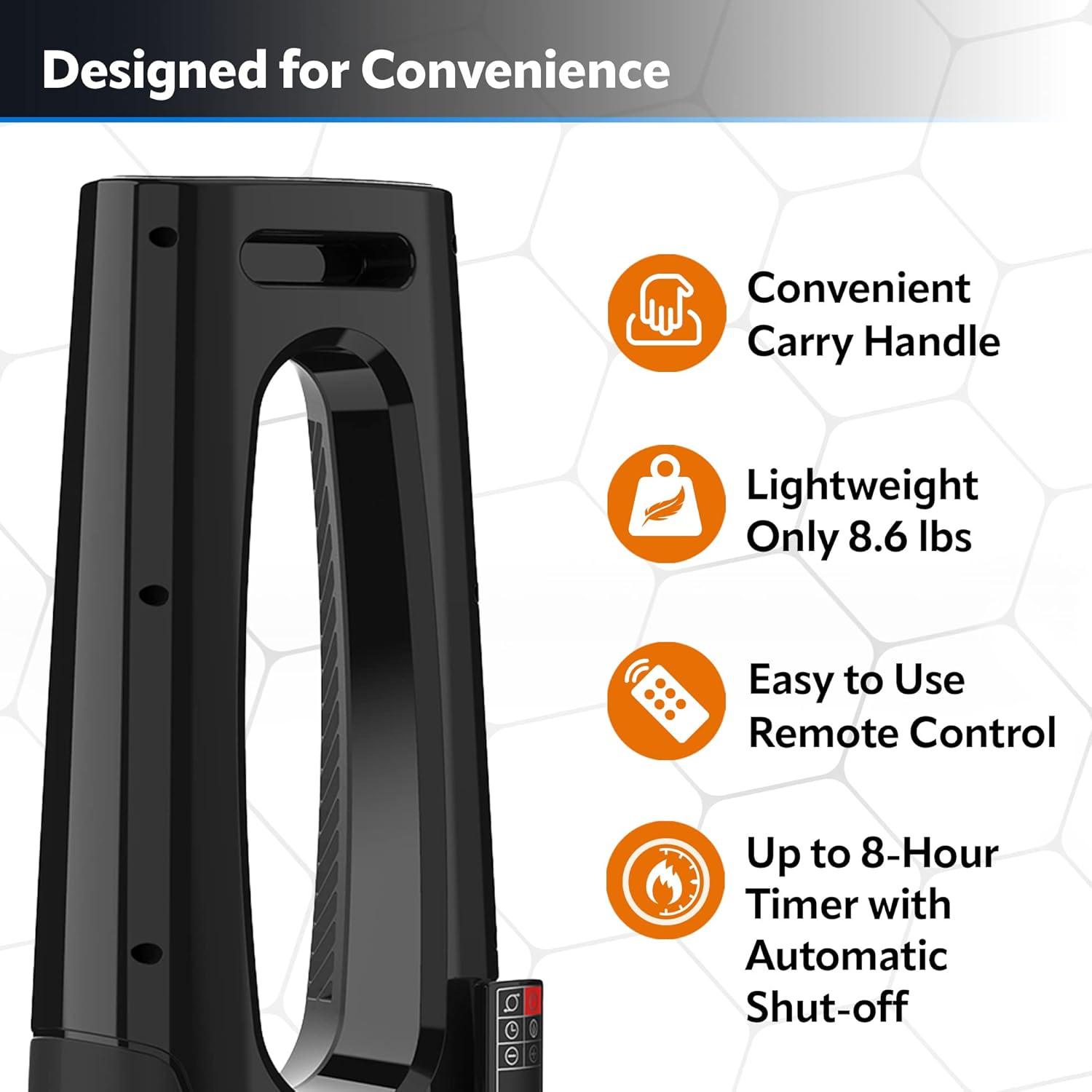 imageLasko Oscillating Bladeless Ceramic Tower Space Heater for Home with Enhanced Safety Adjustable Thermostat Timer and Remote Control 3805 x 919 x 70 Black 1500W CW210