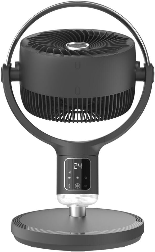 imageLasko Whirlwind Orbital Motion Pedestal Fan with WhisperForce DC Technology 25fts Airflow 25dBA Night Light 24Hr Timer Adjustable Height Remote Control 21quot 39quot Gray APDC215