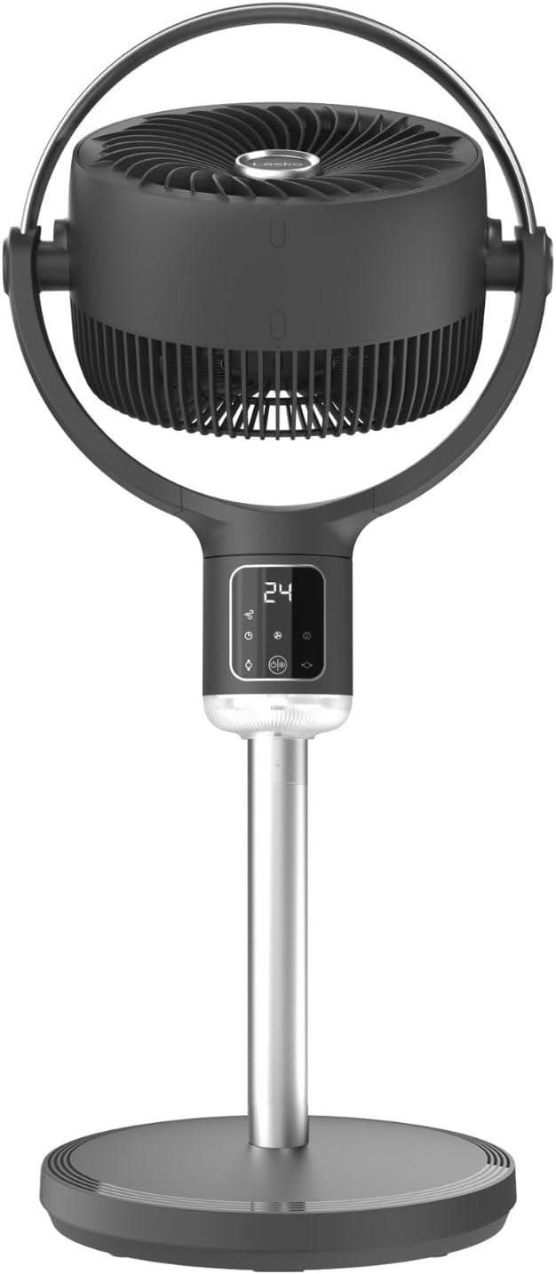 imageLasko Whirlwind Orbital Motion Pedestal Fan with WhisperForce DC Technology 25fts Airflow 25dBA Night Light 24Hr Timer Adjustable Height Remote Control 21quot 39quot Gray APDC215