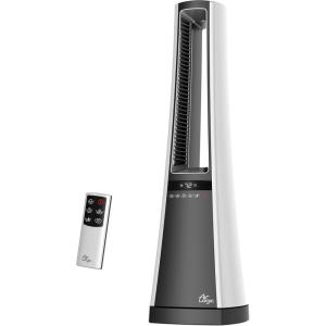 imageLasko Oscillating Bladeless Ceramic Tower Space Heater for Home with Enhanced Safety Adjustable Thermostat Filter Timer and Remote Control 27 Inches Silver 1500W AW300Heater