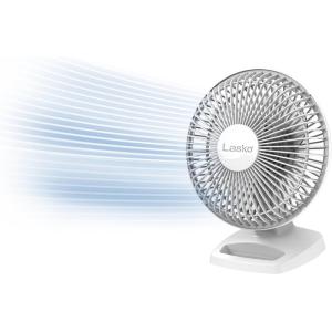 imageLasko Personal Table Fan with Storage Tray 2 Quiet Speeds TiltBack Fan Head for Home Office Bedroom 6quot White 2002W6 inch