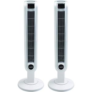 imageLasko 36quot 3 Speed Programmable Oscillation Tower Fan wRemote White 2 Pack