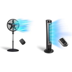 imageLasko Oscillating Pedestal Fan Remote 3 Speeds 18quot Black 1843 ampamp Quiet Oscillating Tower Fan Remote 3Speed 42 Silver T42951