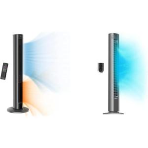 imageLasko Oscillating Tower Fan Space Heater Combo with Remote 48quot Tower Fan Adjustable Thermostat Timer Night Mode 3 Heats 4 Fan Speeds
