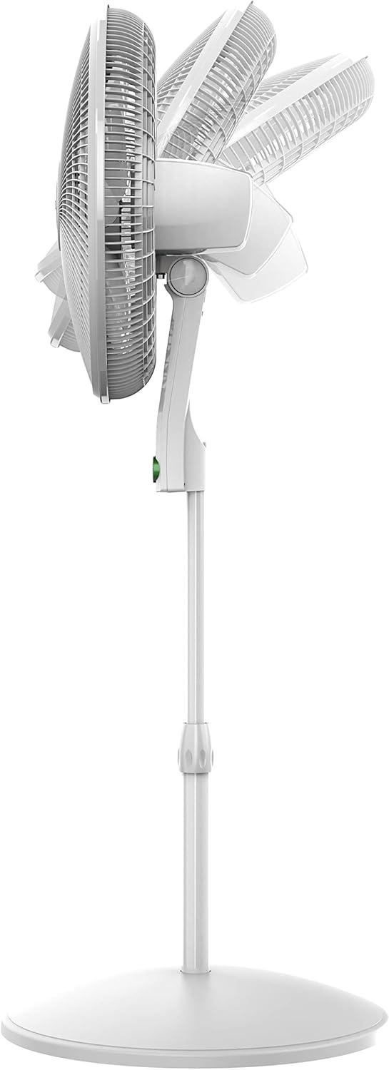 imageLasko EcoQuiet Oscillating Pedestal Fan with Whisper Quiet DC Motor 12 Speeds 8 Hour Timer Adjustable Height Remote Control White S18705 LargeWhite