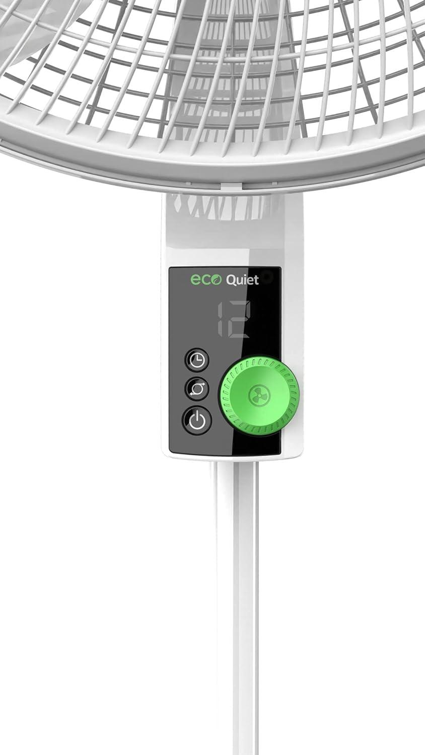 imageLasko EcoQuiet Oscillating Pedestal Fan with Whisper Quiet DC Motor 12 Speeds 8 Hour Timer Adjustable Height Remote Control White S18705 LargeWhite