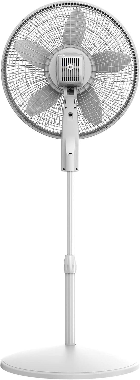imageLasko EcoQuiet Oscillating Pedestal Fan with Whisper Quiet DC Motor 12 Speeds 8 Hour Timer Adjustable Height Remote Control White S18705 LargeWhite