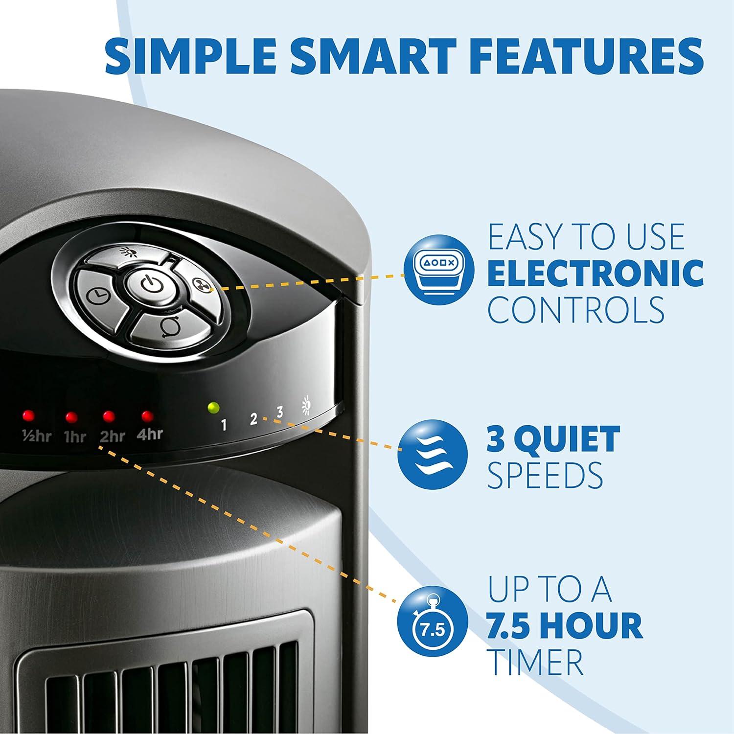 imageLasko S16612 Oscillating 16 Adjustable Pedestal Stand Fan with Timer Thermostat and Remote for Indoor Bedroom Living Room 16 Inch Black 16612 ampamp Household Tower Fan 42quot Silver T42951