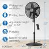 imageLasko EcoQuiet Oscillating Pedestal Fan with Whisper Quiet DC Motor 12 Speeds 8 Hour Timer Adjustable Height Remote Control White S18705 LargeBlack